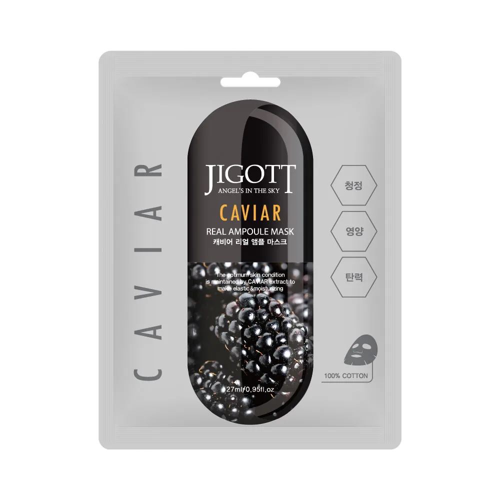 JIGOTT НАБОР Тканевая маска для лица ИКРА CAVIAR Real Ampoule Mask, 10 шт*27 мл