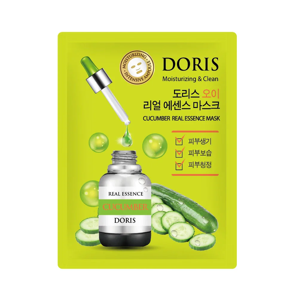 JIGOTT НАБОР Тканевая маска для лица ОГУРЕЦ CUCUMBER Real Essence Mask, 10 шт*25 мл