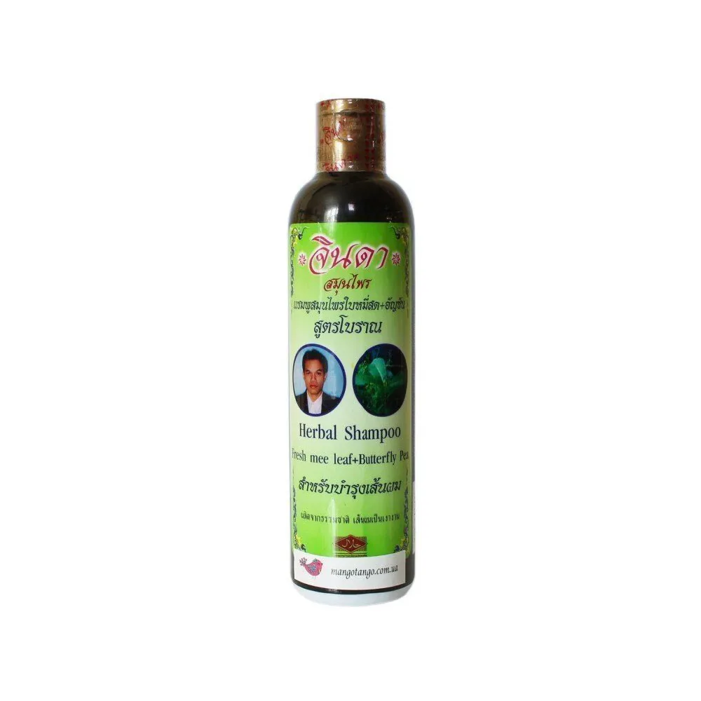 JINDA HERBAL Растительный шампунь Jinda Herbal Shampoo Fresh mee leaf + Butterfly Pea