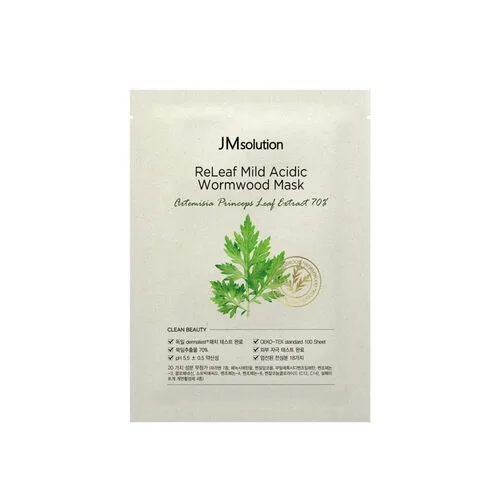JMSOLUTION Маска для лица тканевая ЭКСТРАКТ ПОЛЫНИ слабокислотная Releaf Mild Acidic Wormwood Mask