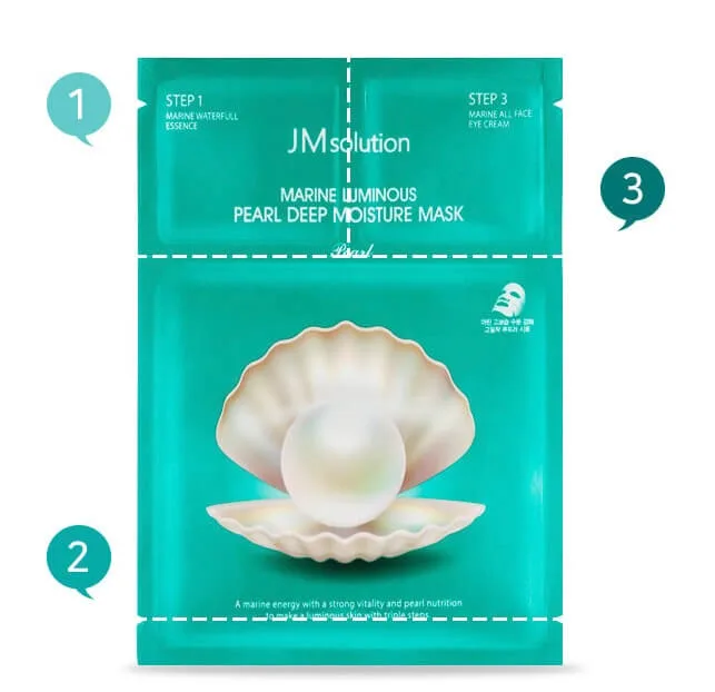 JMSOLUTION Маска для лица тканевая ЖЕМЧУГ трёэхтапная для глубокого увлажнения Marine Luminous Pearl Deep Moist