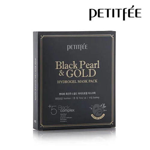 KOELF НАБОР Гидрогелевая маска для лица ЖЕМЧУГ/ЗОЛОТО Black Pearl & Gold Hydrogel Mask Pack