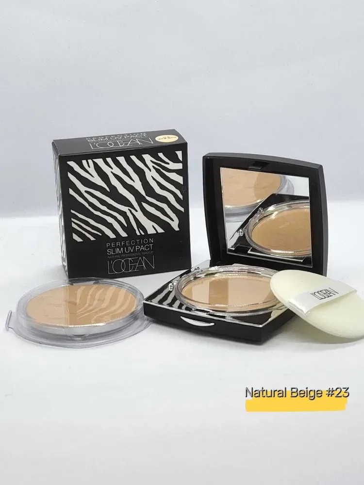 L'OCEAN Пудра для лица компактная МАТОВАЯ с UV фильтром + сменный блок #23 Natural Beige