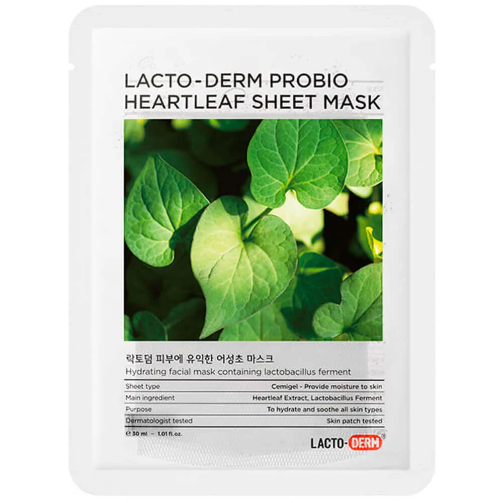 LACTODERM Успокаивающая маска с хауттюйнией Lactoderm Probio Heartleaf Mask
