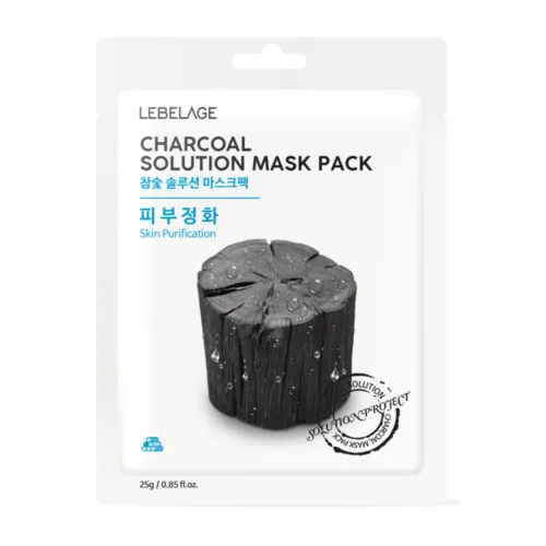 LEBELAGE Маска для лица тканевая ДРЕВЕСНЫЙ УГОЛЬ Charcoal Solution Mask Pack
