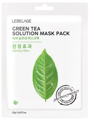 LEBELAGE Маска для лица тканевая ЭКСТРАКТ ЗЕЛЕНОГО ЧАЯ Green Tea Solution Mask Pack