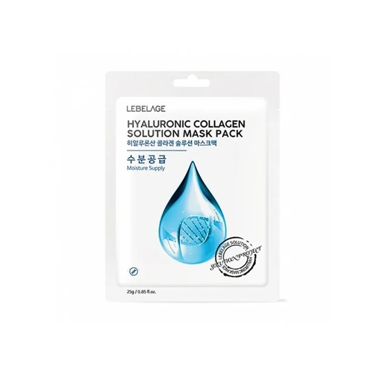 LEBELAGE Маска для лица тканевая ГИАЛУРОНОВАЯ КИСЛОТА / КОЛЛАГЕН Hyaluronic Collagen Solution Mask Pack