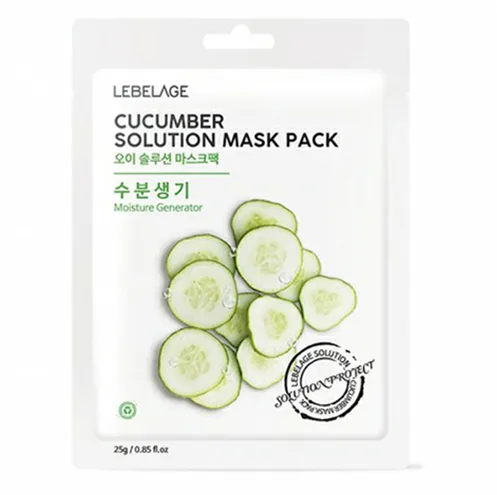 LEBELAGE Маска для лица тканевая ОГУРЕЦ Cucumber Solution Mask Pack