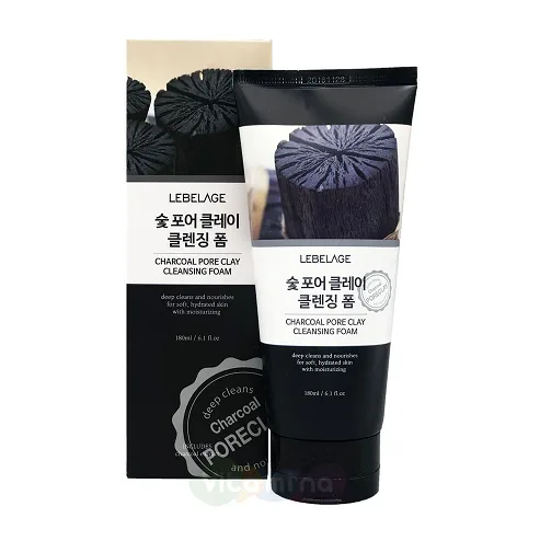 LEBELAGE Пенка для умывания сужающая поры ДРЕВЕСНЫЙ УГОЛЬ Charcoal Pore Clay Cleansing Foam