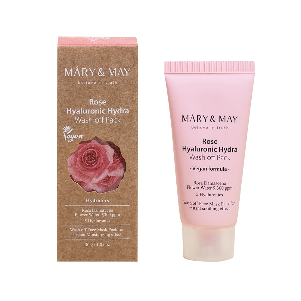 MARY&MAY Маска для лица ОЧИЩАЮЩАЯ РОЗА/ГИАЛУРОН Rose Hyaluronic Hydra Wash off Pack