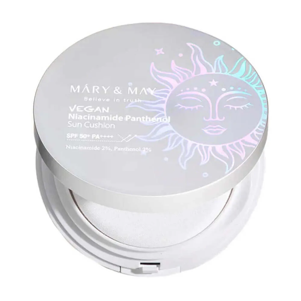 MARY&MAY Осветляющий солнцезащитный кушон Mary&May Vegan Niacinamide Panthenol Sun Cushion SPF50+ PA++++