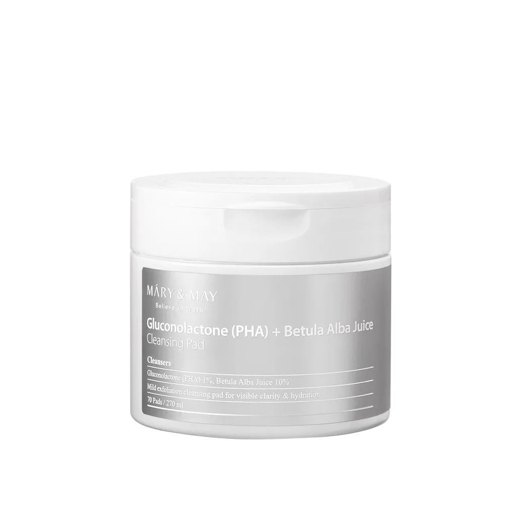 MARY&MAY Подушечки косметические ОЧИЩАЮЩИЕ Mary&May Gluconolactone (PHA)+Betula Alba Juice Cleansing Pad, 70 шт/270 мл