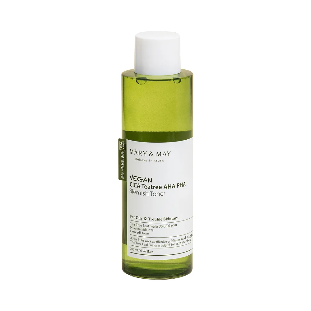 MARY&MAY Тонер для лица УСПОКАИВАЮЩИЙ ЦЕНТЕЛЛА/ЧАЙНОЕ ДЕРЕВО/КИСЛОТЫ Vegan CICA Tea Tree AHA PHA Blemish Toner