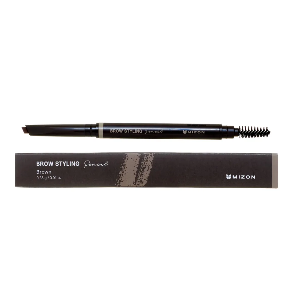 MIZON Автокарандаш для бровей КОРИЧНЕВЫЙ с щеточкой Brow Styling Pencil BROWN