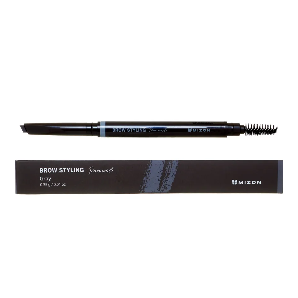 MIZON Автокарандаш для бровей СЕРЫЙ с щеточкой Brow Styling Pencil GRAY