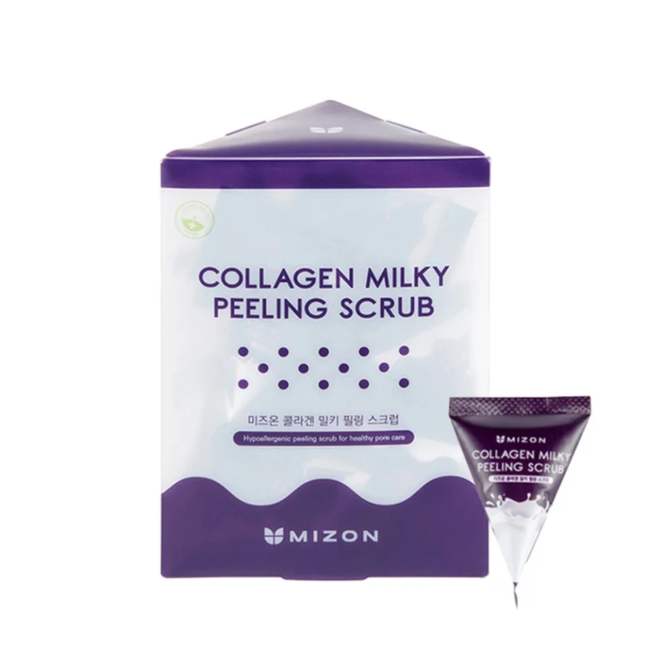 MIZON Пилинг-скраб для лица молочный КОЛЛАГЕН Collagen Milky Peeling Scrub, 24*7 г