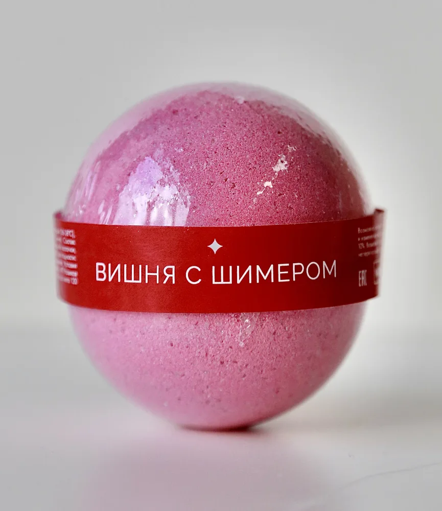 NOKAMI Бомбочка для ванн ВИШНЯ с шиммером шипящая