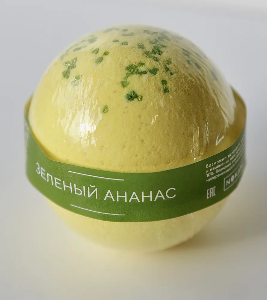 NOKAMI Бомбочка для ванн ЗЕЛЕНЫЙ АНАНАС шипящая