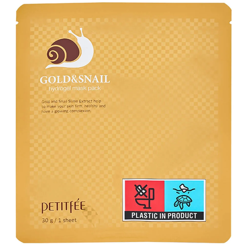 PETITFEE Гидрогелевая маска для лица с муцином улитки Petitfee Gold & Snail Hydrogel Mask Pack