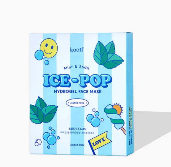 PETITFEE & KOELF НАБОР Гидрогелевая маска для лица МЯТА/СОДА Mint & Soda Ice-Pop Hydrogel Face Mask, 5 шт * 30 гр
