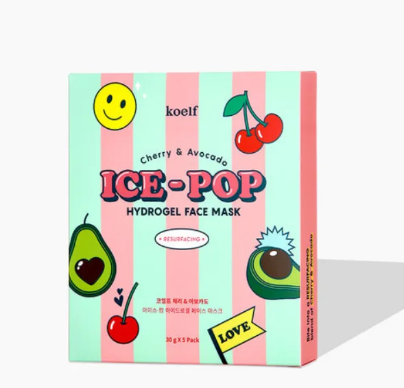 PETITFEE & KOELF НАБОР Гидрогелевая маска для лица ВИШНЯ/АВОКАДО Cherry & Avocado Ice-Pop Hydrogel Face Mask, 5 шт * 30 гр