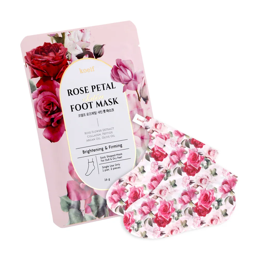 PETITFEE & KOELF НАБОР Маски-носочки для ног РОЗА Rose Petal Satin Foot Mask, 5 шт*16 гр