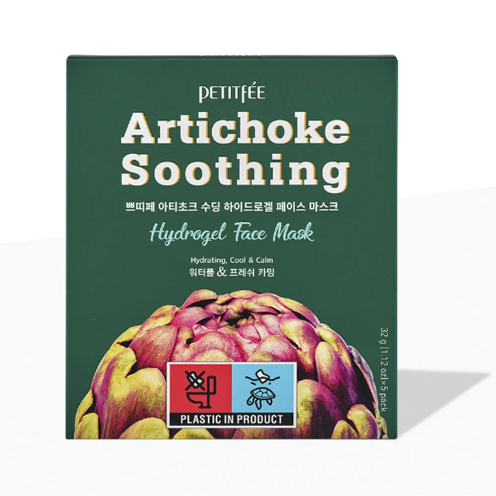 PETITFEE НАБОР Маска для лица гидрогелевая увлажняющая АРТИШОК Artichoke Soothing Hydrogel Face Mask, 5 шт*32