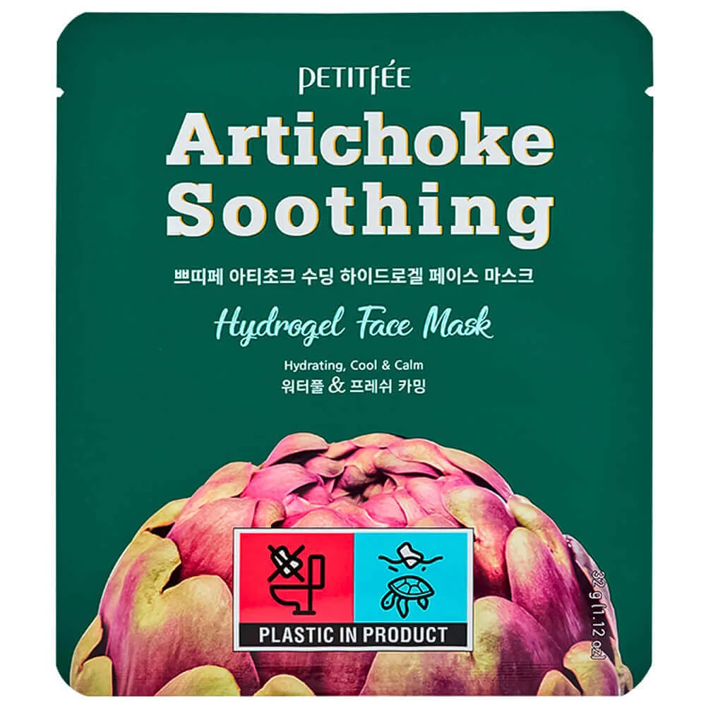 PETITFEE Противоотёчная гидрогелевая маска с артишоком Petitfee Artichoke Soothing Hydrogel Face Mask
