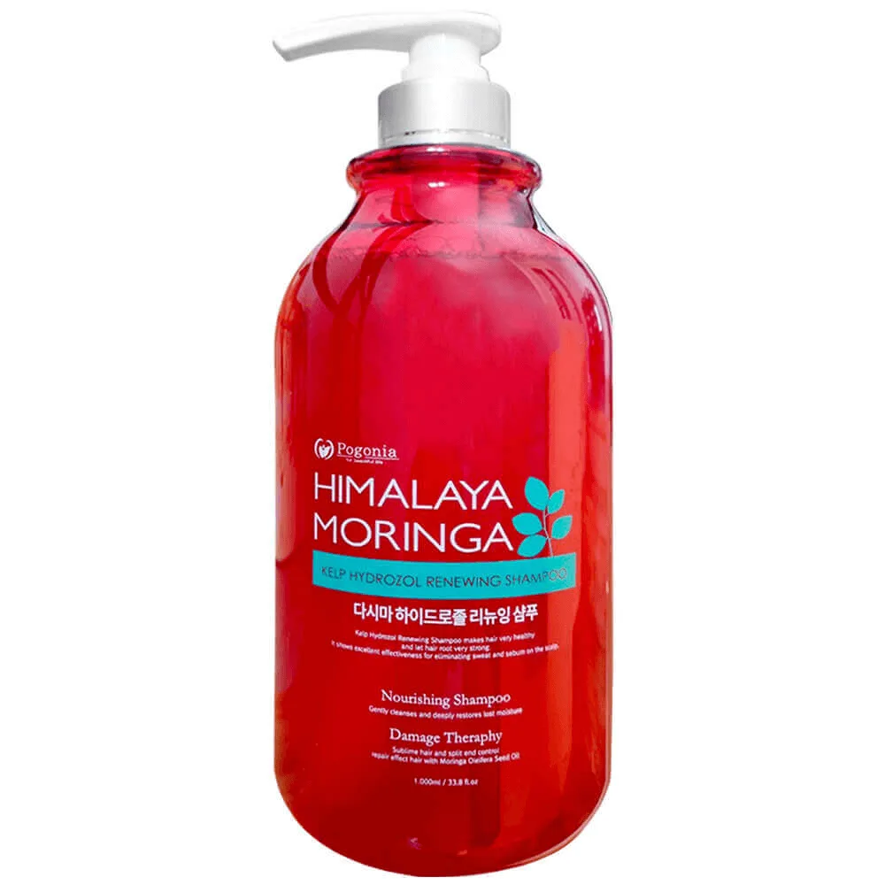 POGONIA Укрепляющий шампунь с экстрактом ламинарии Pogonia Himalaya Moringa Kelp Hydrozol Renewing Shampoo