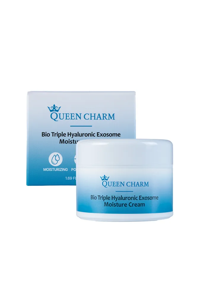 QUEENCHARM Крем для лица ЭКЗОСОМЫ ГИАЛУРОНОВОЙ КИСЛОТЫ Bio Triple Hyluronic Exosome