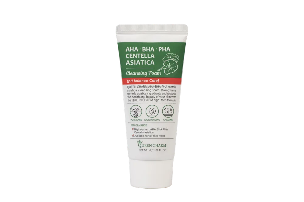 QUEENCHARM Пенка для умывания AHA, BHA, PHA КИСЛОТЫ И ЦЕНТЕЛЛА АЗИАТСКАЯ AHA, BHA, PHA Centella Asiatica Cleans