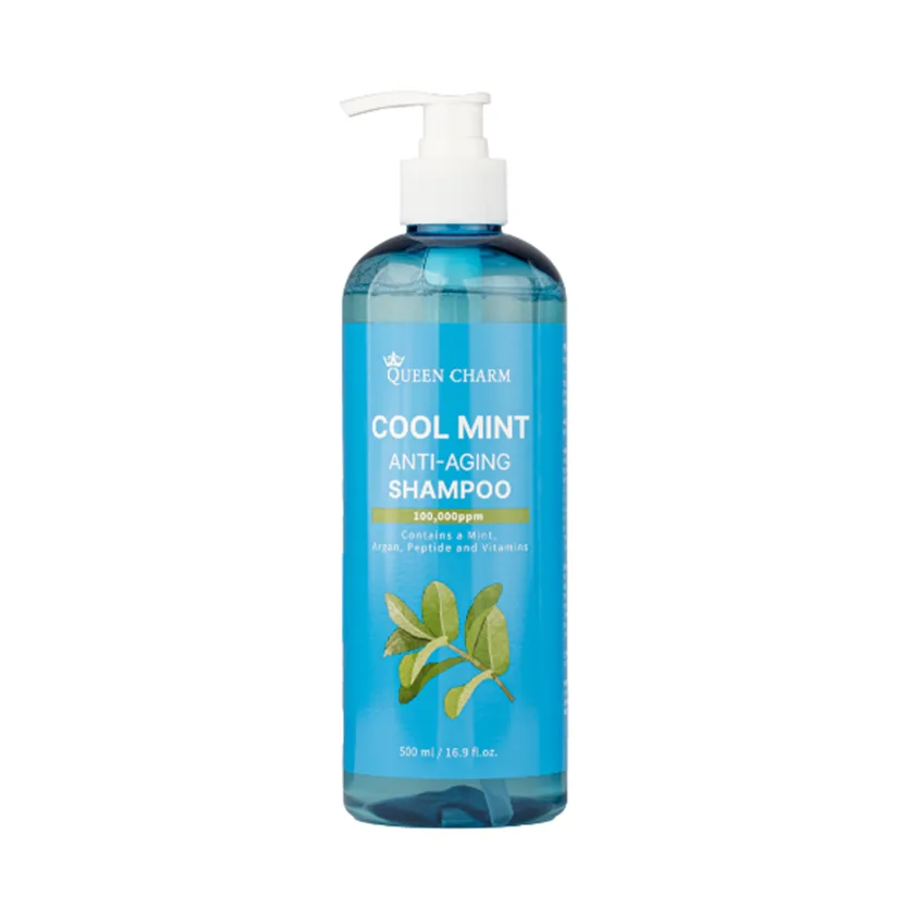QUEENCHARM Шампунь для волос 10% ЭКСТРАКТ МЯТЫ освежающий Cool Mint Anti-Aging Shampoo