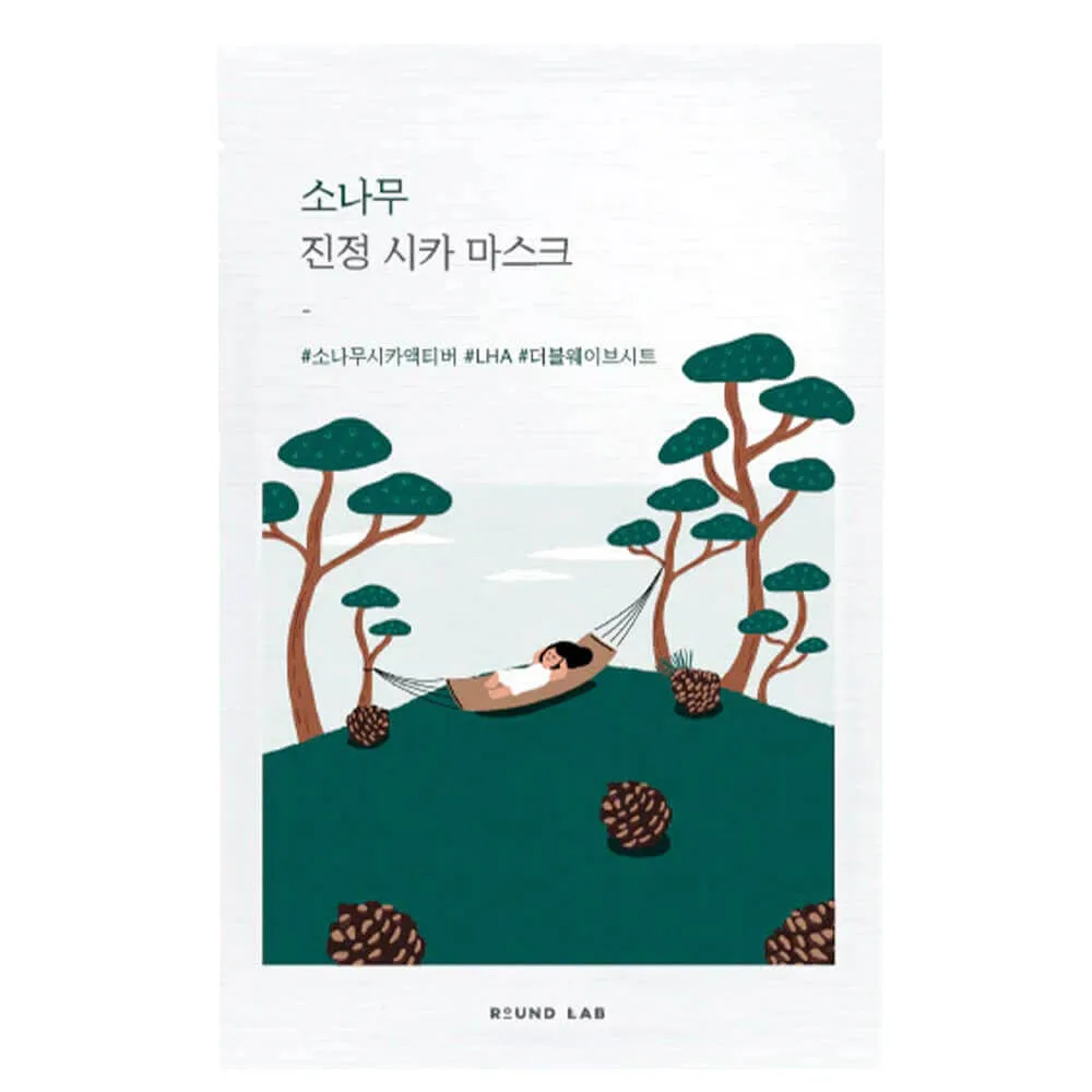 ROUND LAB Успокаивающая маска с экстрактами сосны и центеллы Round Lab Pine Calming Cica Mask Sheet