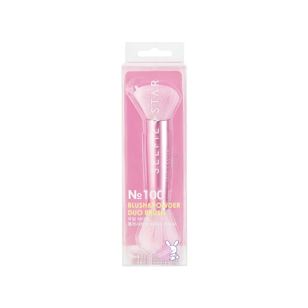 SELFIE STAR Кисть для румян и пудры ДВУСТОРОННЯЯ №100 Blush & Powder Duo Brush
