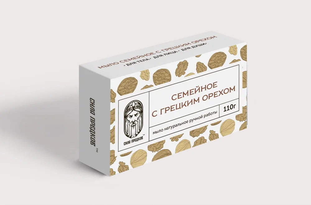 СИЛА ПРЕДКОВ Мыло семейное кедровое с ГРЕЦКИМ ОРЕХОМ натуральное ручной работы