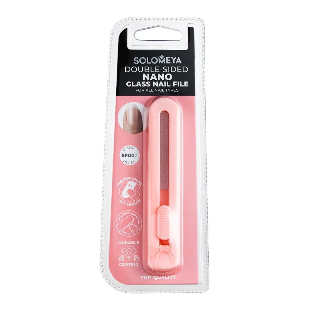 SOLOMEYA Нано-пилка для ногтей двусторонняя В ФУТЛЯРЕ СЛАЙДЕР Double Side Nano Glass Nail File