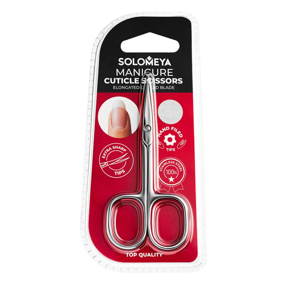 SOLOMEYA Ножницы для кутикулы маникюрные С УДЛИНЕННЫМ ИЗОГНУТЫМ ЛЕЗВИЕМ Manicure Cuticle Scissors