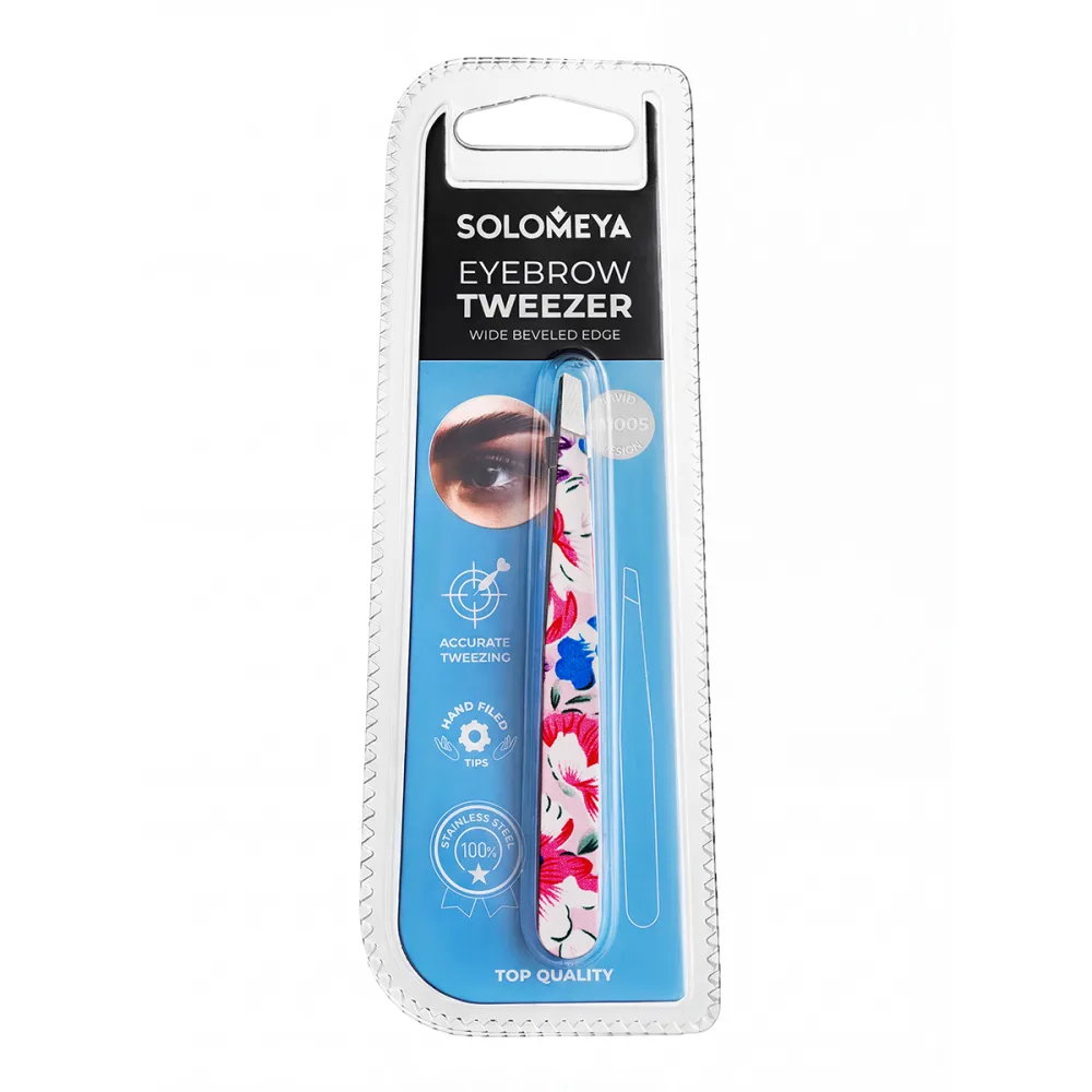 SOLOMEYA Пинцет для бровей СО СКОШЕННЫМ КРАЕМ в дизайне Eyebrow Tweezer ST004