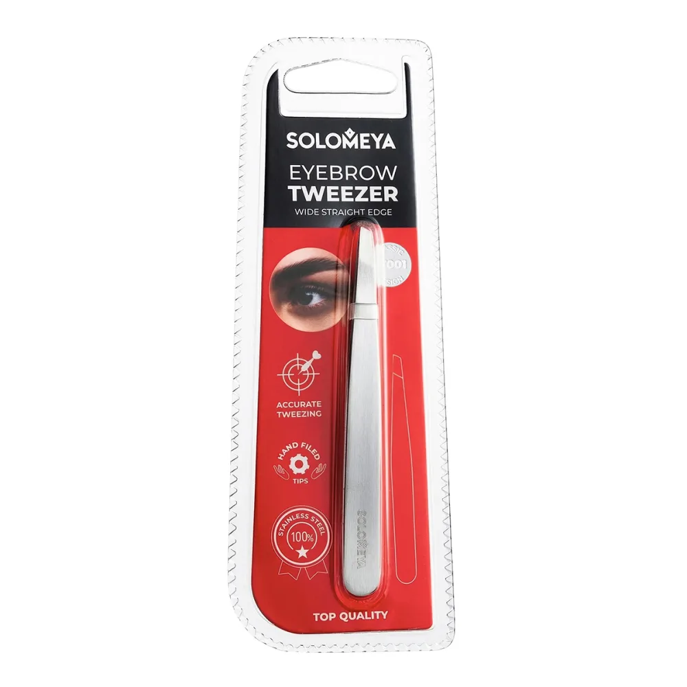 SOLOMEYA Пинцет для бровей СО СКОШЕННЫМ КРАЕМ в классическом дизайне Eyebrow Tweezer ST001