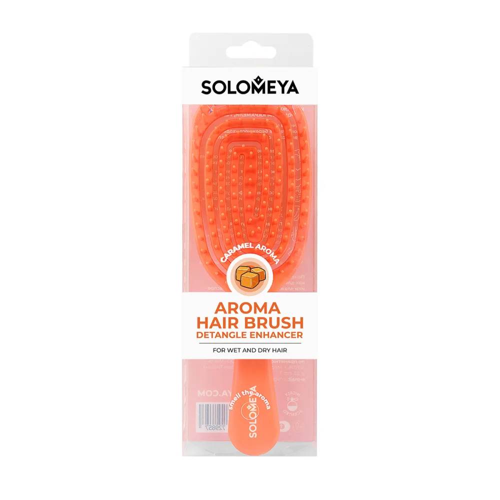 SOLOMEYA Расческа для распутывания сухих и влажных волос АРОМАТ КАРАМЕЛИ Aroma Hair Brush Detangle