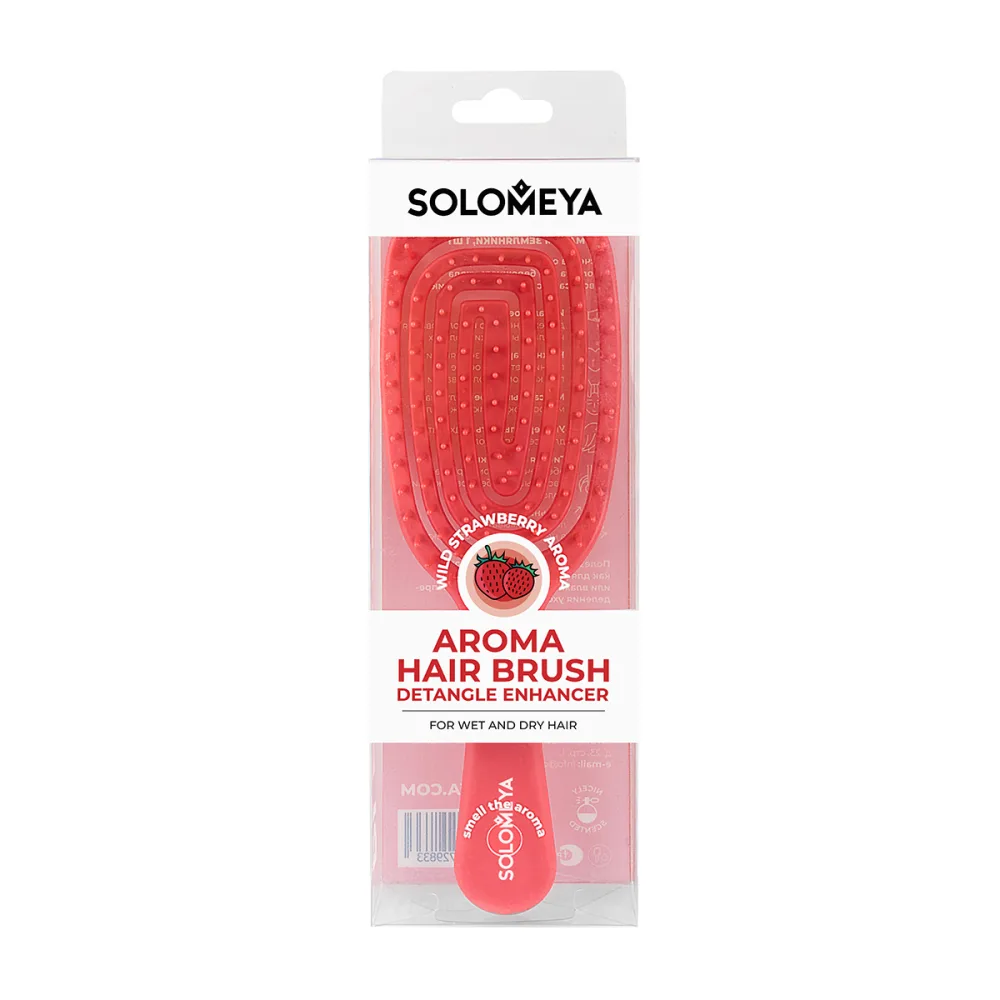 SOLOMEYA Расческа для распутывания сухих и влажных волос АРОМАТ ЗЕМЛЯНИКИ Aroma Hair Brush Detangle