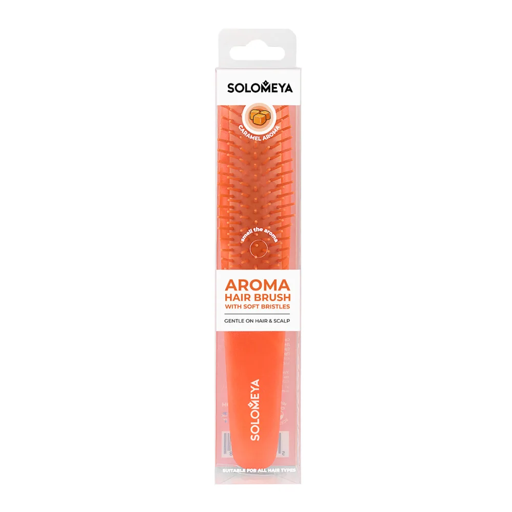 SOLOMEYA Расческа для волос с мягкими зубьями АРОМАТ КАРАМЕЛИ Aroma Hair Brush Caramel