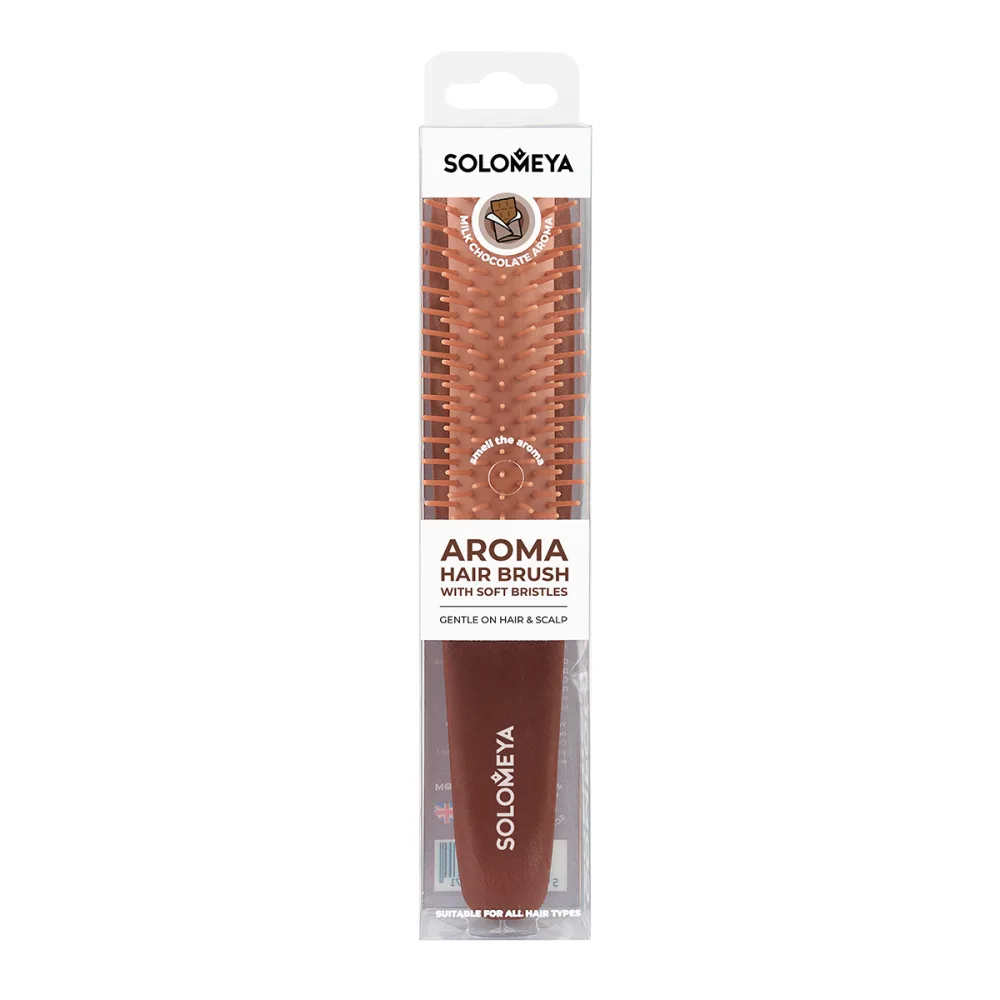 SOLOMEYA Расческа для волос с мягкими зубьями АРОМАТ МОЛОЧНОГО ШОКОЛАДА Aroma Hair Brush with Soft