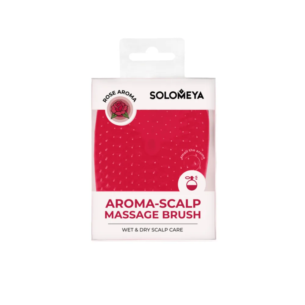 SOLOMEYA Щетка массажная для головы и мытья волос АРОМАТ РОЗЫ Aroma-Scalp Massage Brush Rose