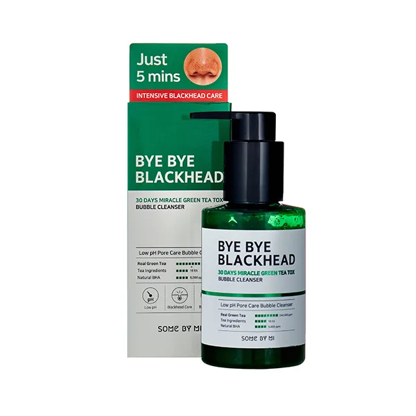 SOME BY MI Маска-пенка для лица ПУЗЫРЬКОВАЯ от черных точек Some By Mi Bye Bye Blackhead 30 Days Miracle Green Tea Tox Bubble Cleanser