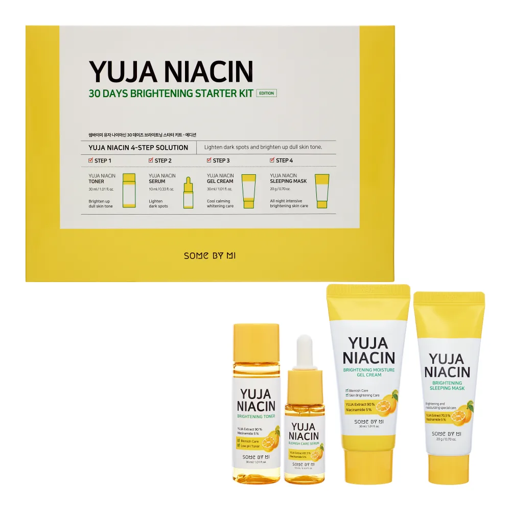 SOME BY MI НАБОР Тонер, сыворотка, гель-крем, маска ЮДЗУ Some By Mi Yuja Niacin 30 Days Brightening Starter Kit, 30 мл + 10 мл + 20 г + 30 мл