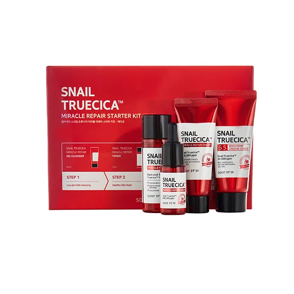 SOME BY MI НАБОР Тонер, сыворотка, крем для лица, гель МУЦИН УЛИТКИ Some By Mi Snail Truecica Miracle Repair Starter Kit, 30 мл + 30 мл + 10 мл + 20