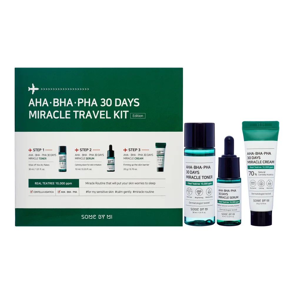 SOME BY MI НАБОР Тонер, сыворотка, крем для лица КИСЛОТЫ Some By Mi AHA·BHA·PHA 30 Days Miracle Travel Kit, 30