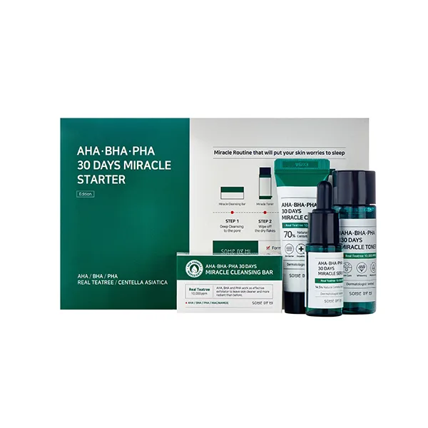 SOME BY MI НАБОР Тонер, сыворотка, крем для лица, мыло для лица КИСЛОТЫ Some By Mi AHA·BHA·PHA 30 Days Miracle Starter, 30 г + 30 мл + 10 мл + 20 г