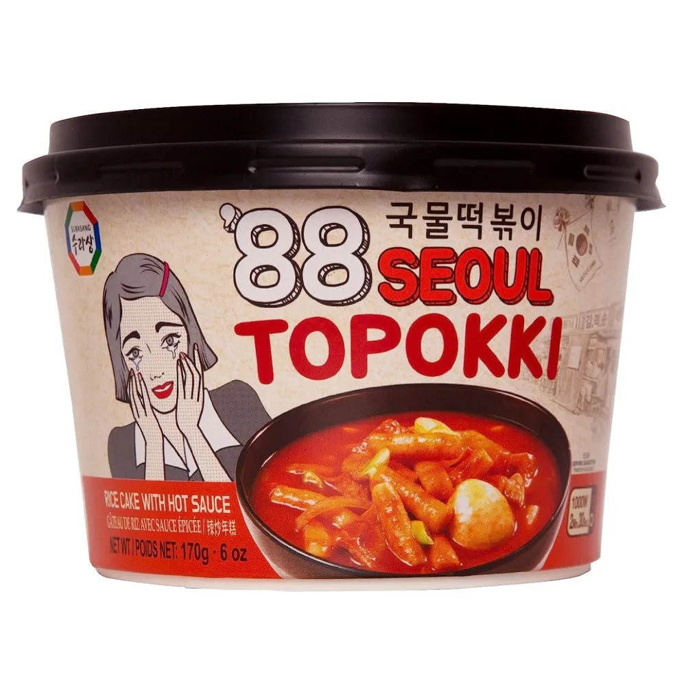 SURASANG Рисовые клецки в бумажной чашке с УМЕРЕННО ОСТРЫМ соусом 88 Seoul